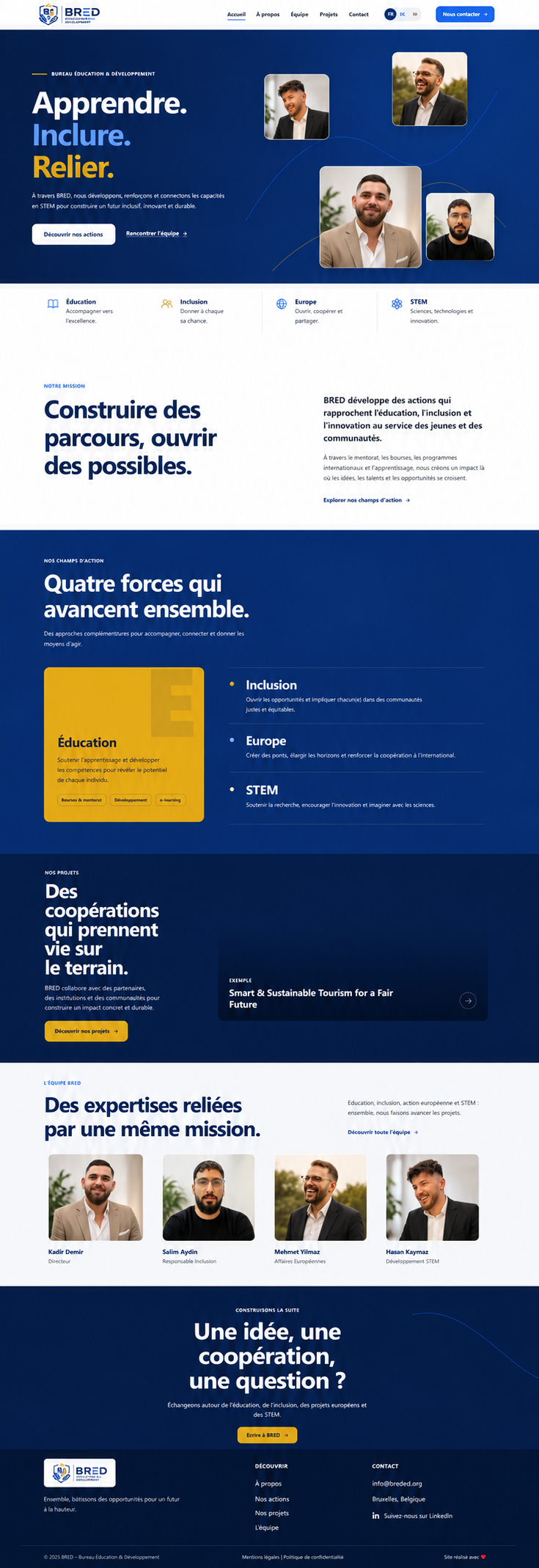 Aperçu desktop complet du site EduBrussels